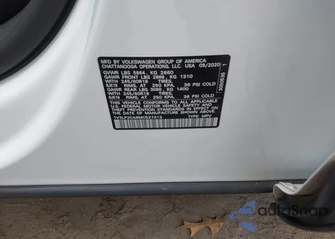 2021 Volkswagen Atlas 2.0T Se из США, поврежденный, VIN 1V2LP2CA8MC527313